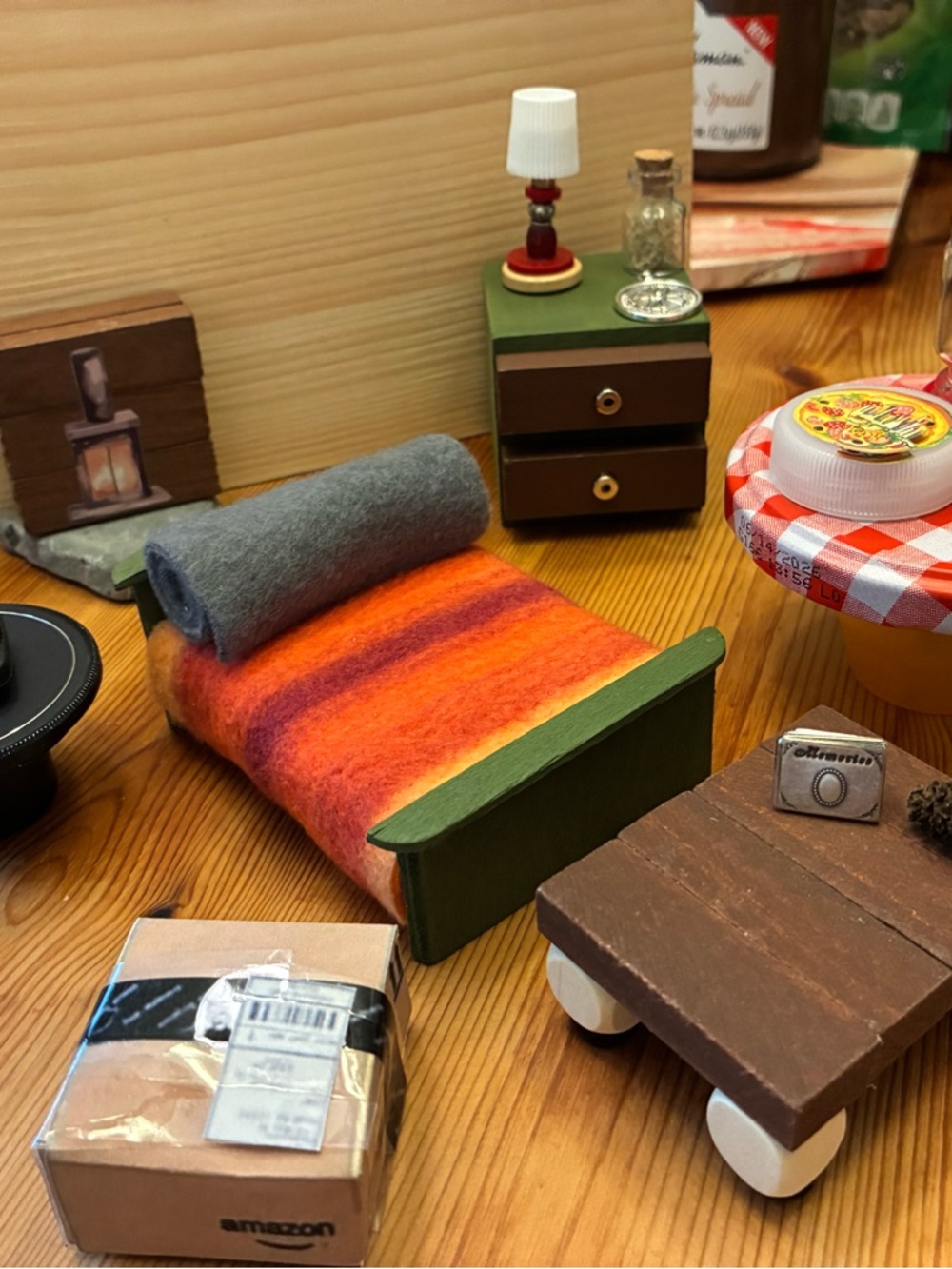 Miniature Orange & Red Striped Wool Blanket